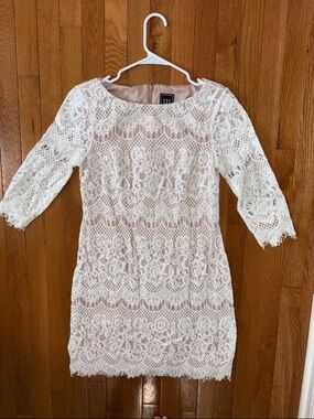 Jessica Howard | Dresses | Jessica Howard Ruched Bodice Dress With Lace  Skirt Taupe | Poshmark